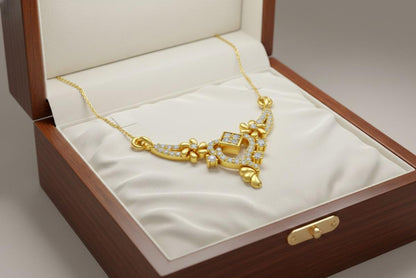 Moissanite Floral Pendant Necklace, Gold Rose Silver Adjustable Chain, Elegant Wedding Jewelry