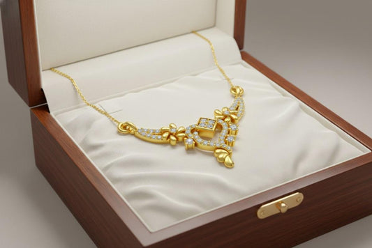 Moissanite Floral Pendant Necklace, Gold Rose Silver Adjustable Chain, Elegant Wedding Jewelry
