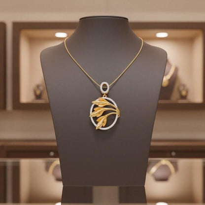 Leaf Oval Pendant Necklace, Gold Rose Silver Botanical Charm,  Gift for Her Valentine
