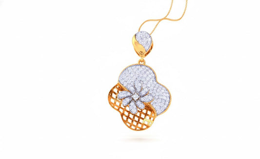 Flower Pendant Necklace – 22 Inch Adjustable Chain Moissanite