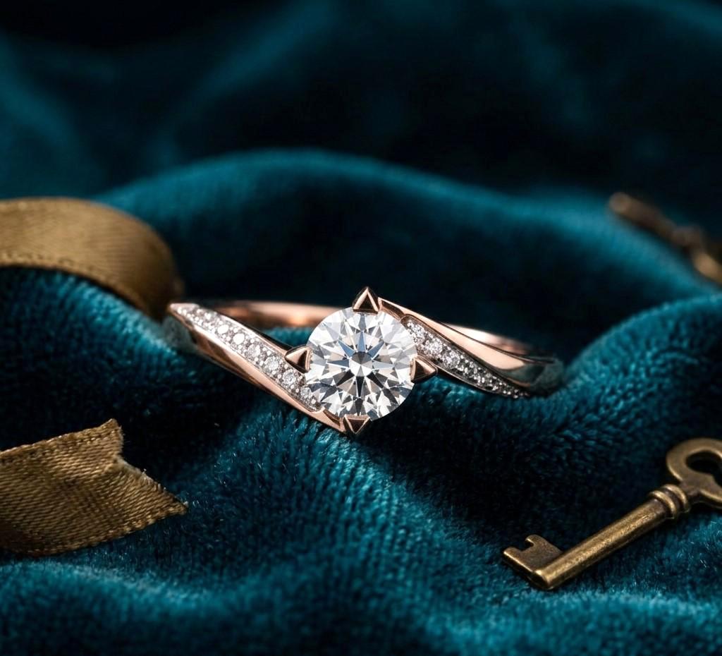 Riora twisted moissanite diamond engagement ring with round cut stones, elegant promise band for women, unique wedding jewelry