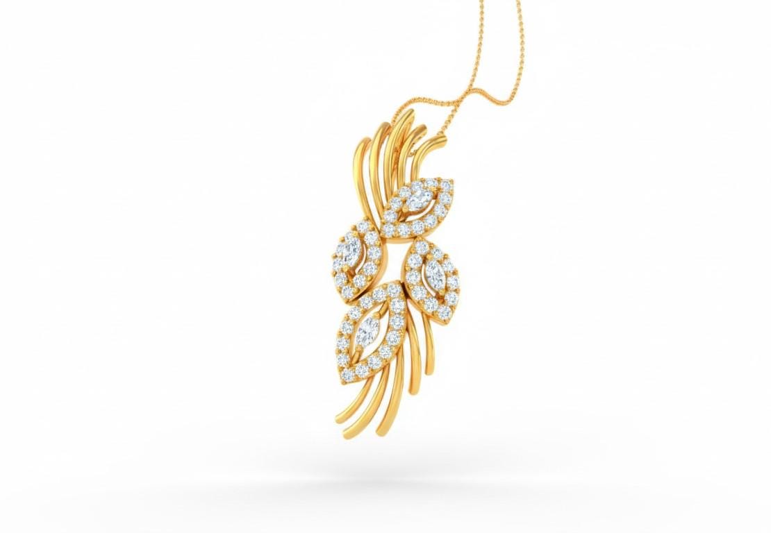 Moissanite Leaf Pendant Necklace, Hypoallergenic Adjustable Chain