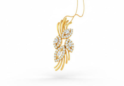 Moissanite Leaf Pendant Necklace, Hypoallergenic Adjustable Chain