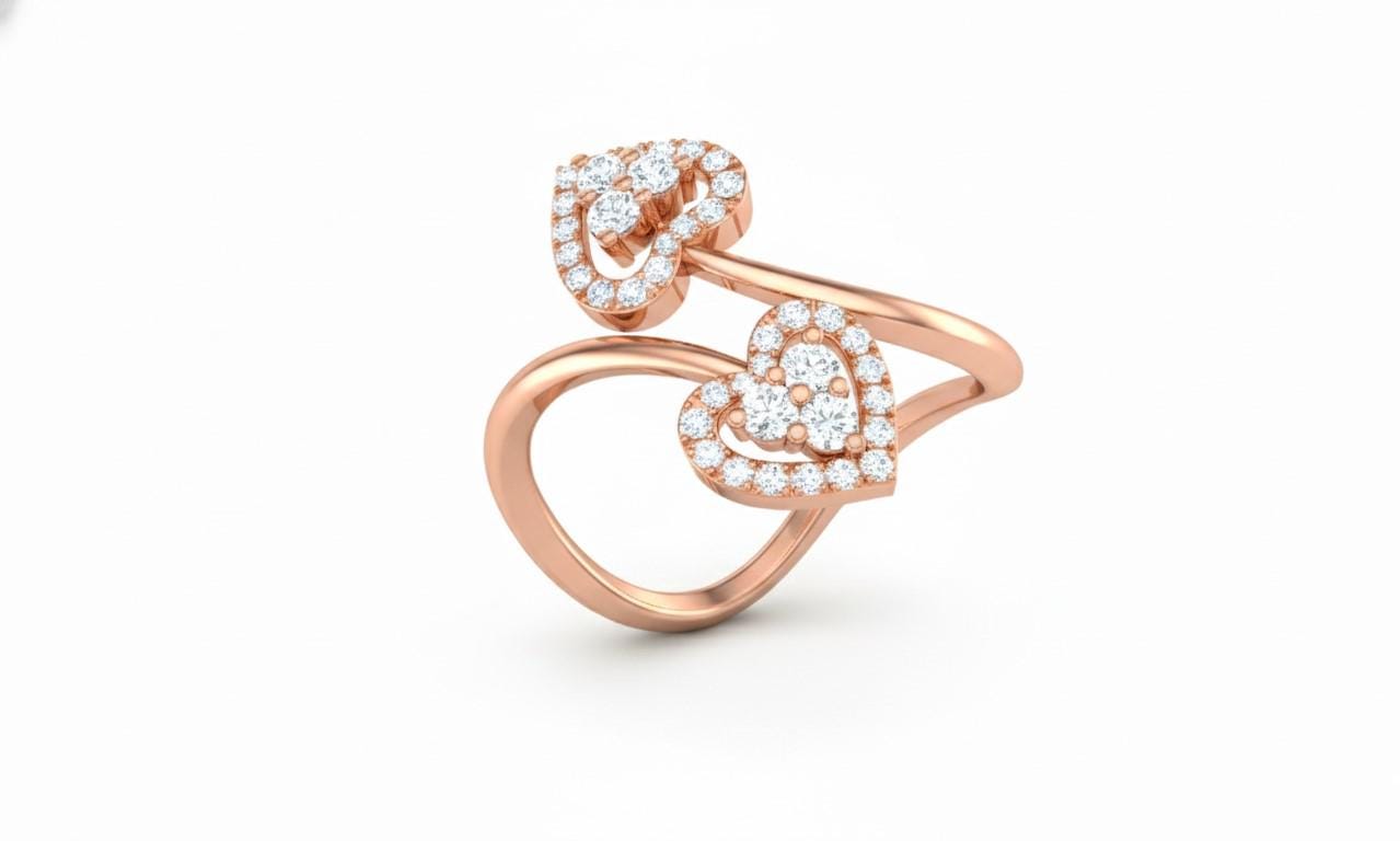 Heart Moissanite Ring | Romantic Open Promise Ring | Adjustable Valentine Jewelry Gift for Her