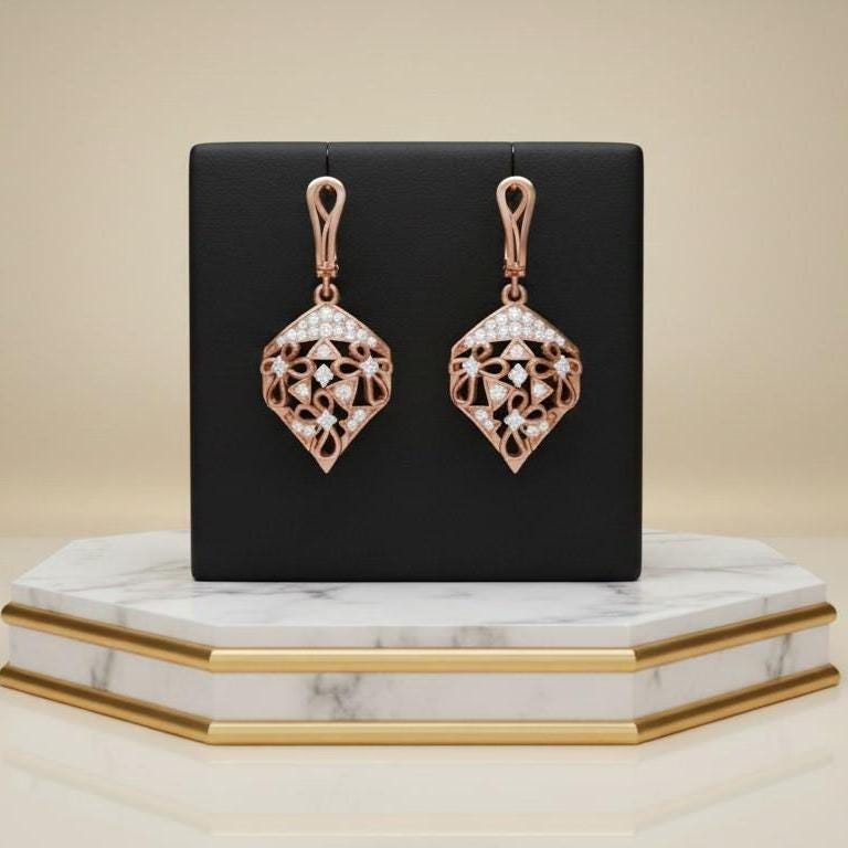 Moissanite Drop Stud Earrings | Hypoallergenic Luxury Dangle Earrings | Gold, Rose Gold & Silver | Riora