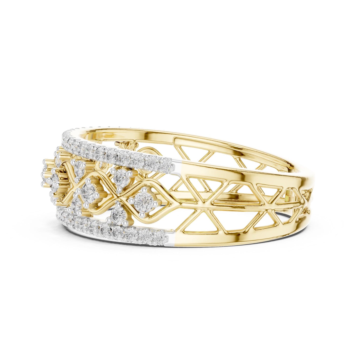 Riora vintage moissanite diamond eternity band with lattice design, rose gold and silver wedding ring and anniversary jewelry