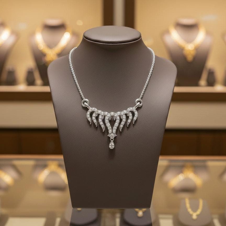 Moissanite Bridal Pendant 22 Inch Adjustable Chain