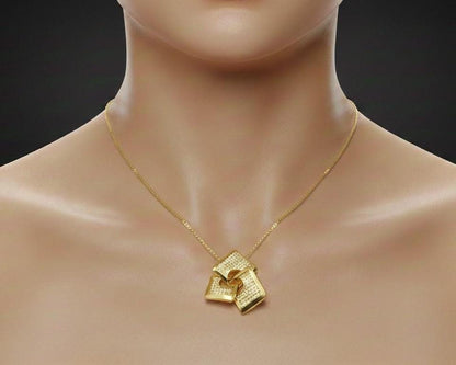 Moissanite Geometric Pendant Gold Rose Silver Statement Jewelry, Hypoallergenic Necklace Modern Luxury Chain