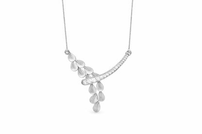 Rose gold moissanite leaf drop necklace with dainty botanical pendant, elegant minimalist jewelry for bridal or special occasions