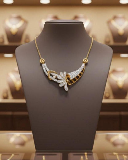 Moissanite Pendant Necklace, Elegant Curved Leaf Design, Gold Rose Gold Silver Gift for Her