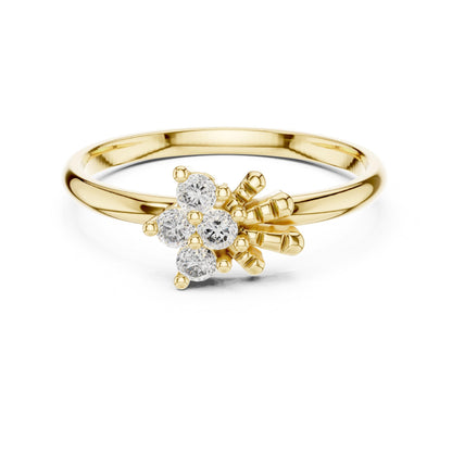 Riora floral moissanite diamond cluster ring with vintage flower design, promise band, bridal jewelry, featuring sparkling gemstones.