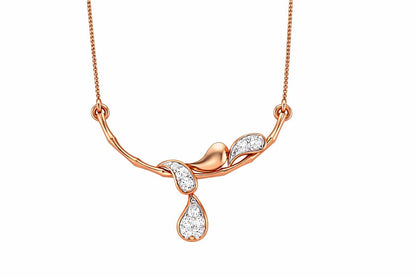 Riora moissanite drop pendant necklace in gold rose jewelry style, featuring a minimalist diamond-inspired design for elegant bridal wear