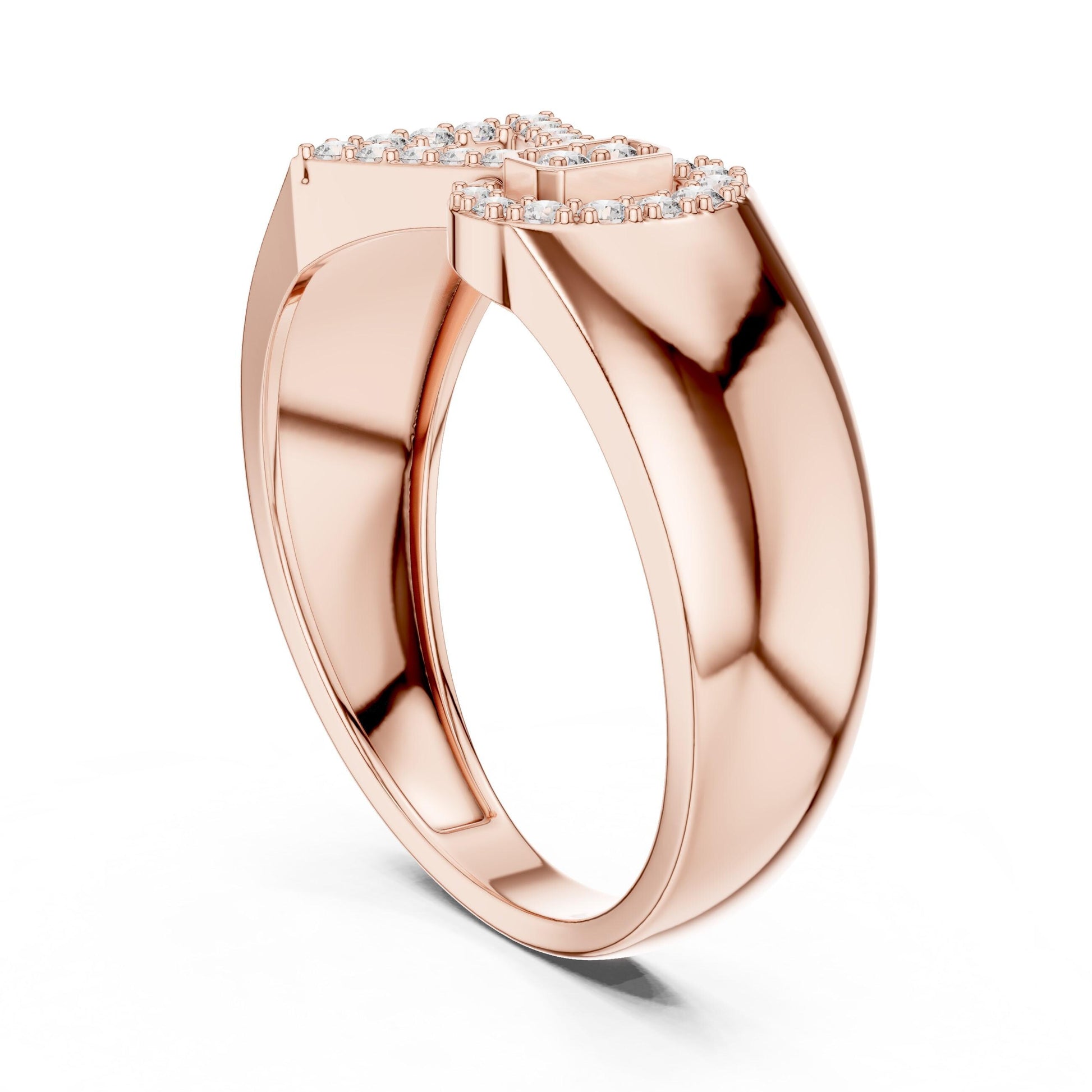 Riora luxury moissanite diamond statement ring with gold rose finish, featuring intricate design for bridal or cocktail occasions
