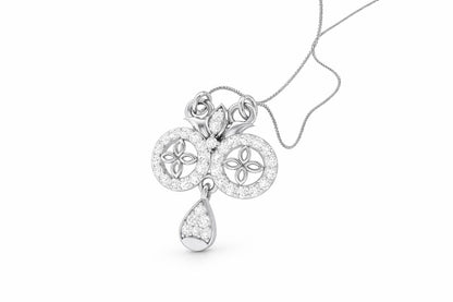 Riora moissanite floral pendant necklace in rose gold, gold, and silver, elegant dainty jewelry for women.