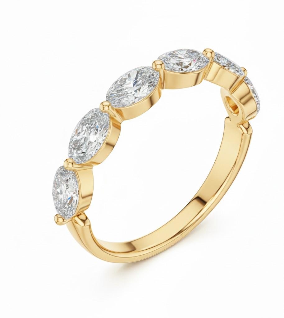 Oval CZ Eternity Band Ring | Hypoallergenic Gold Rose Gold Silver | Anniversary Promise Ring for Her