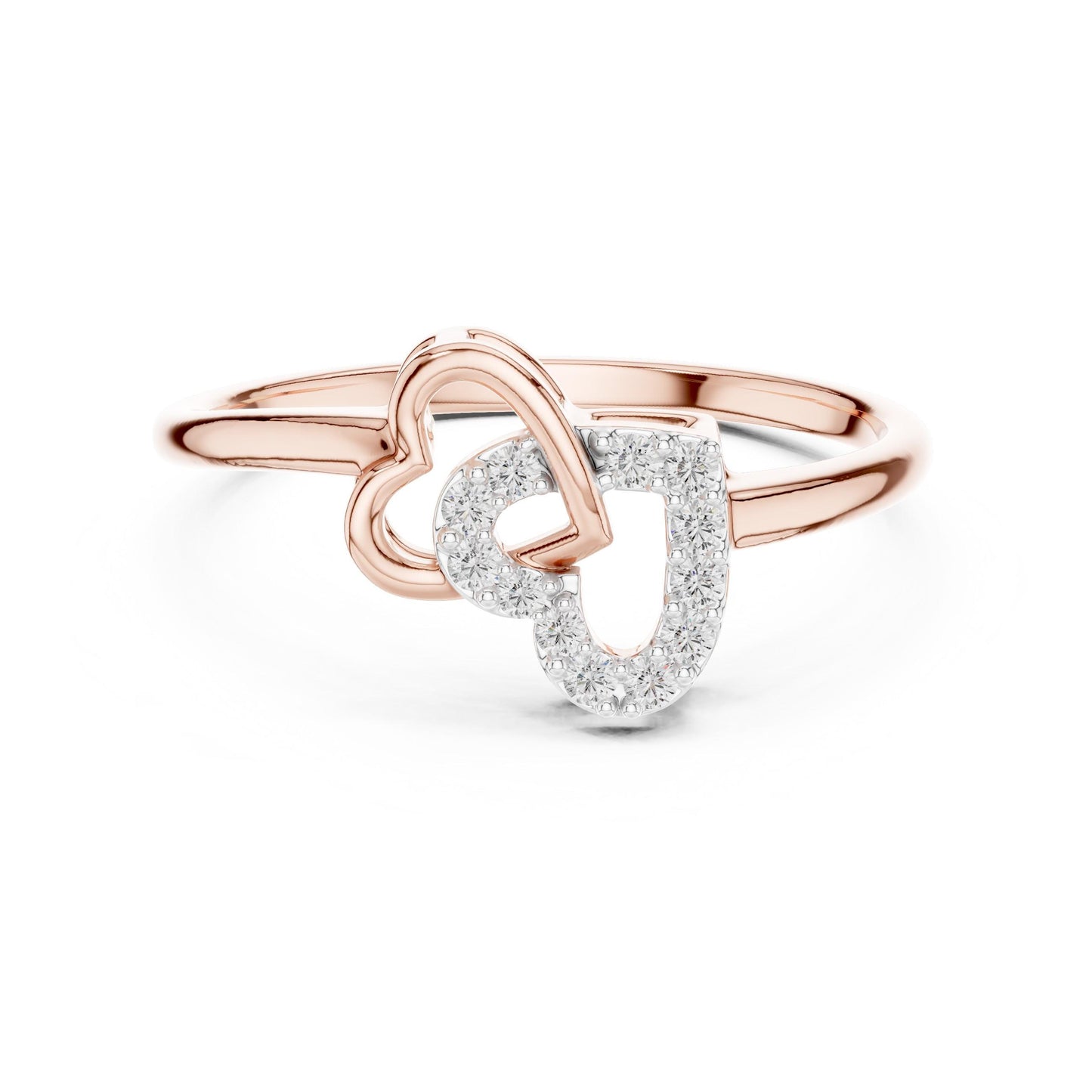 Riora moissanite heart initial romantic promise ring for women, minimalist love jewelry with a heart-shaped gemstone and initial design