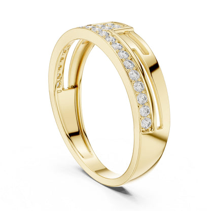Riora luxury CZ band ring for women in gold or silver, hypoallergenic wedding or anniversary jewelry with a sleek, polished design