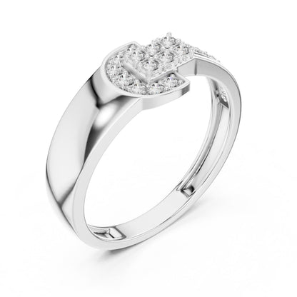 Silver moissanite diamond buckle ring with minimalist design, elegant statement jewelry for women, ideal for bridal or gift occasions