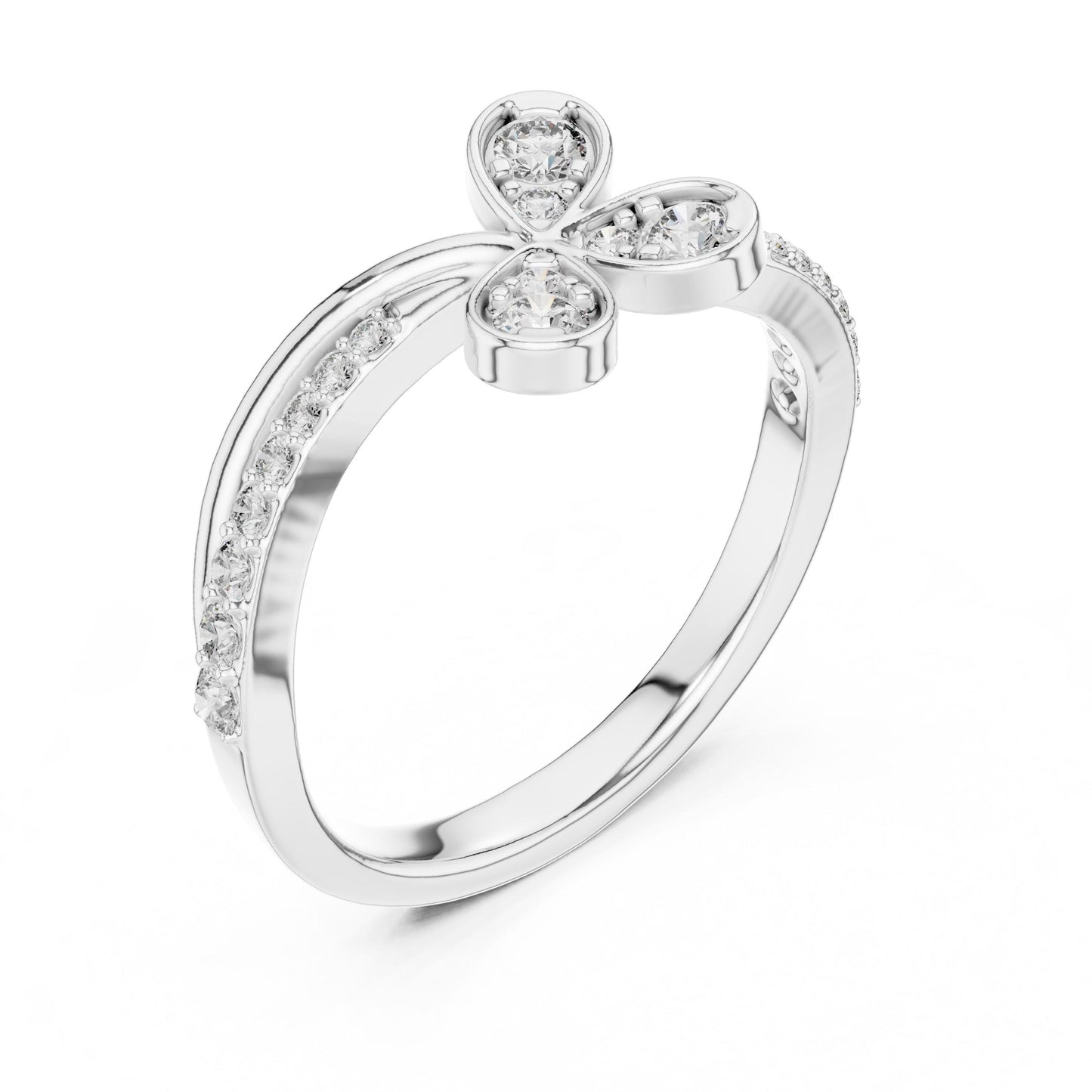 Riora moissanite butterfly ring with nature-inspired design, diamond look, gold, rose gold, and silver band for women.