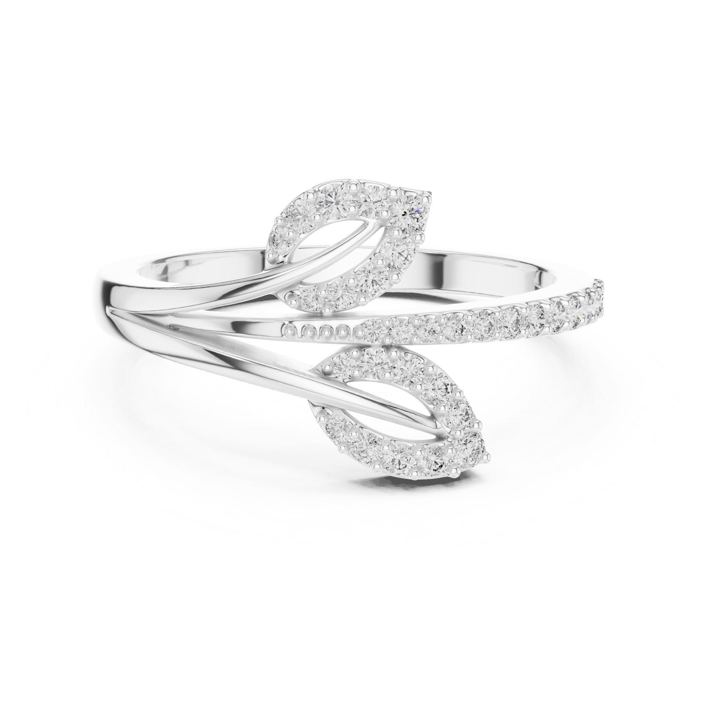 Rose gold Leaf Wrap Moissanite diamond engagement ring with dainty botanical design by Riora.