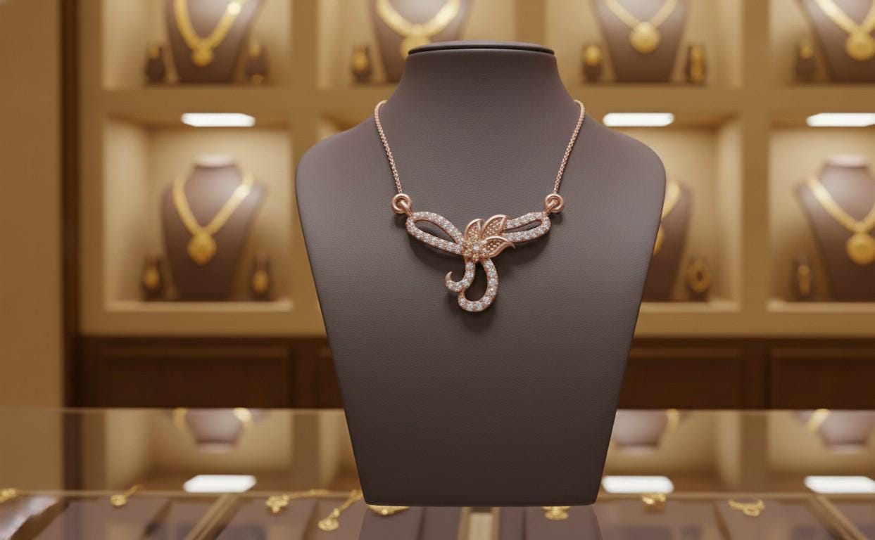 Moissanite Floral Swirl Pendant Necklace for Women | Gold, Rose Gold & Silver | Adjustable 22" Chain | Bridal & Anniversary Gift