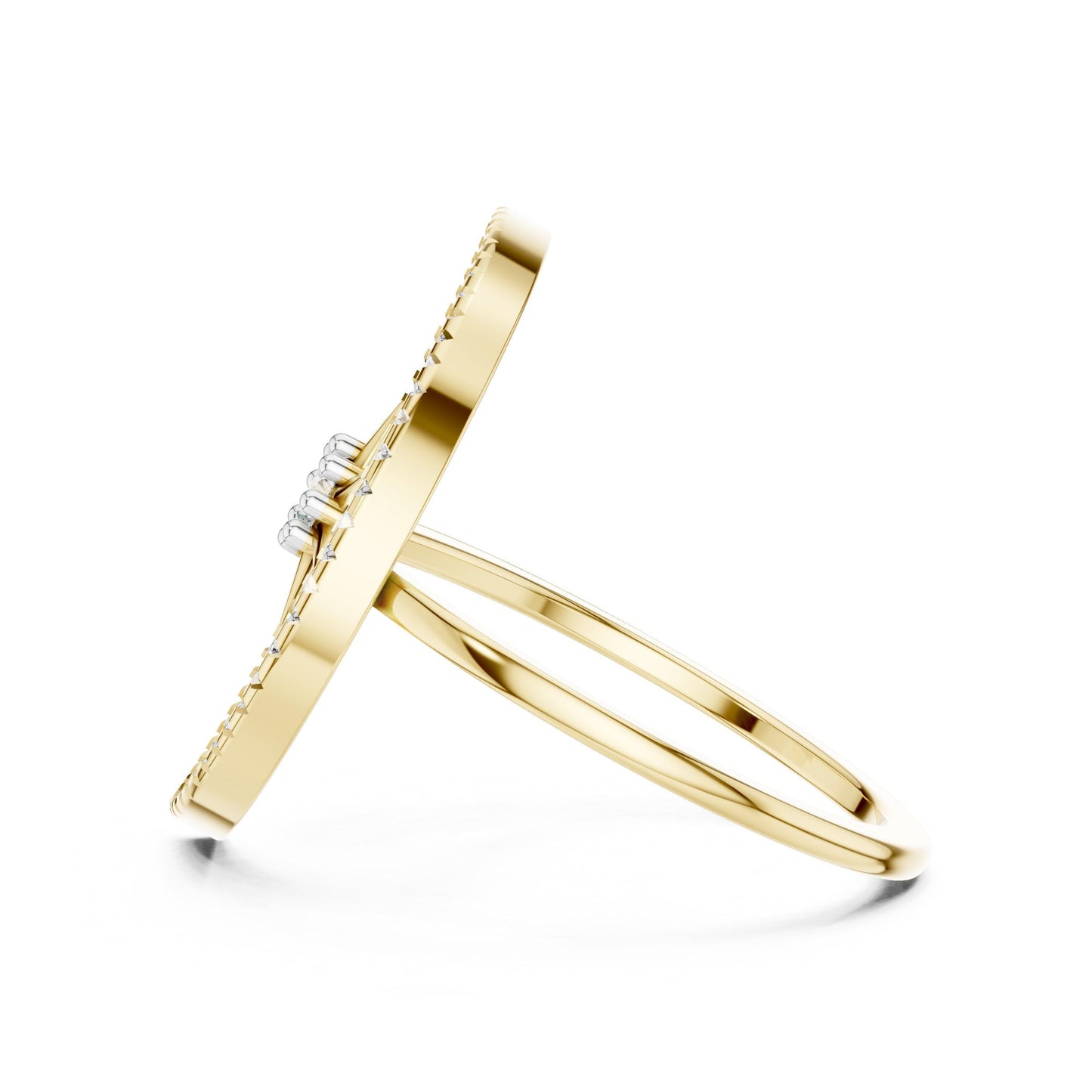 Riora celestial moon star ring with moissanite and crescent diamond, rose gold astral engagement and promise band.