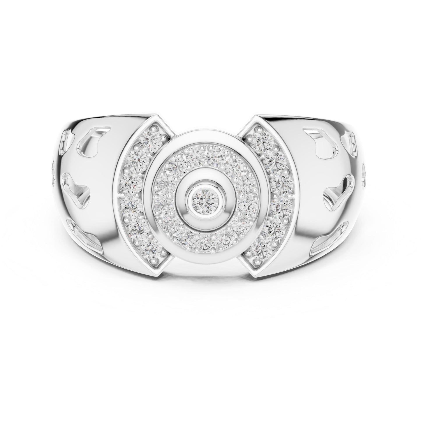 Riora luxury halo moissanite diamond engagement ring in gold rose setting, bridal wedding jewelry with statement design.