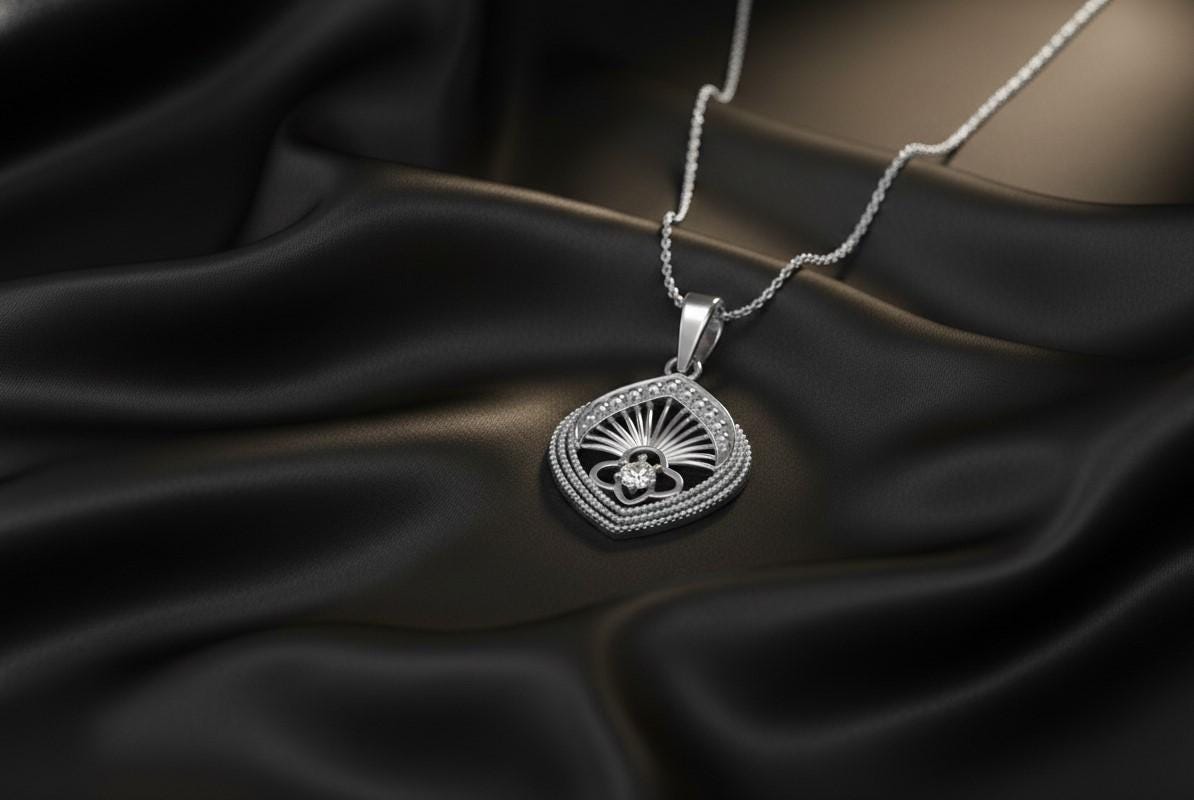 Moissanite Pendant Necklace | Hypoallergenic Teardrop Sunburst Design | Gold, Rose Gold, Silver