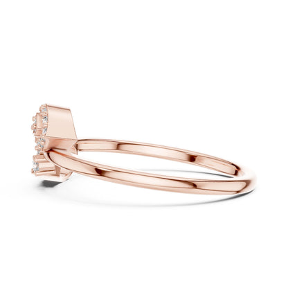 Riora elegant moissanite diamond leaf ring in gold rose tone, nature-inspired bridal engagement band with leaf design.