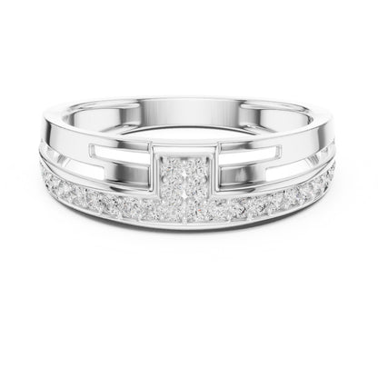 Riora luxury CZ band ring for women, gold and silver wedding and anniversary jewelry, hypoallergenic and nickel-free.