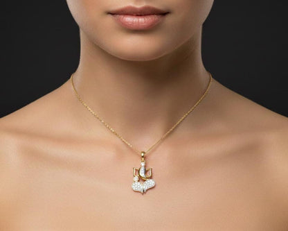 Riora Moissanite lotus heart pendant necklace with sparkling gemstone, hypoallergenic jewelry, elegant gift for special occasions