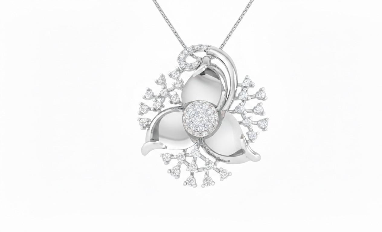 Moissanite Flower Necklace, Gold Rose Silver Floral Jewelry, Elegant Gift for Her, Anniversary Valentine