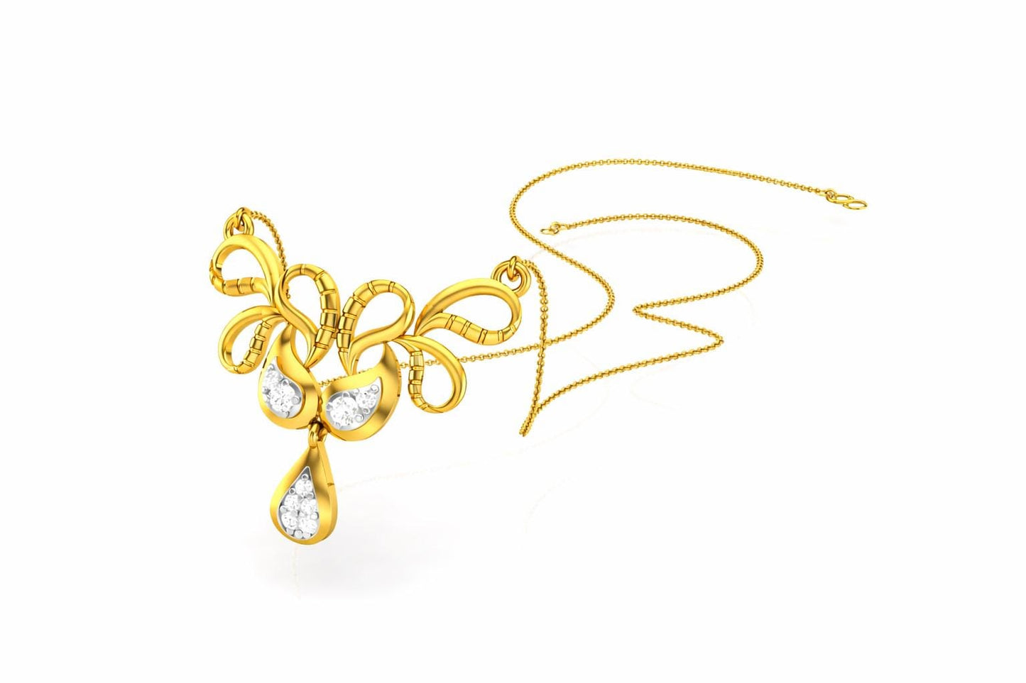Riora moissanite swan drop necklace with gold, rose gold, and silver finishes, featuring a minimalist elegant pendant for bridal jewelry