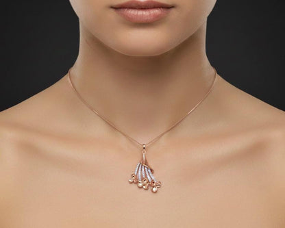 Flower Pendant Necklace, Gold Rose Silver Chain, Elegant Bridal Gift, Minimal Sparkle Jewelry
