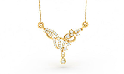 Moissanite Floral Pendant Necklace, Teardrop Charm, Rose Gold Finish