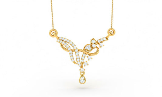 Moissanite Floral Pendant Necklace, Teardrop Charm, Rose Gold Finish