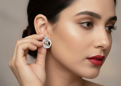 Moissanite Floral Circle Stud Earrings in Gold Rose Gold Silver | Hypoallergenic Luxury Wedding Gift for Women