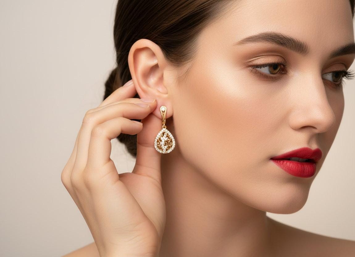 Moissanite Teardrop Stud Earrings | Hypoallergenic Bridal Dangle | Gold, Rose Gold, Silver