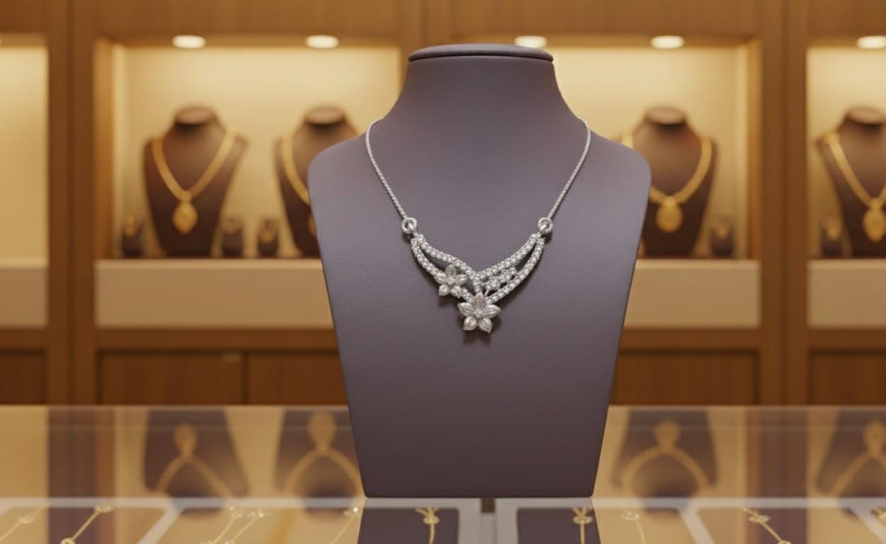Moissanite Floral Pendant Necklace | Dainty Flower Jewelry for Women | Gold, Rose Gold & Silver