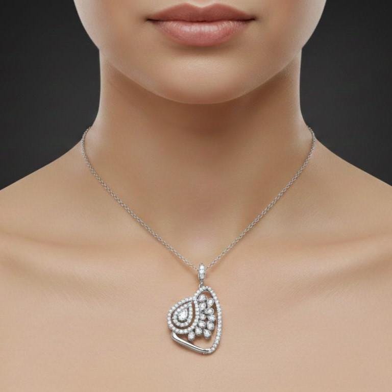 Moissanite Pendant Gold Silver Rose | Elegant Teardrop Bridal Jewelry | Anniversary Valentine Gift for Her