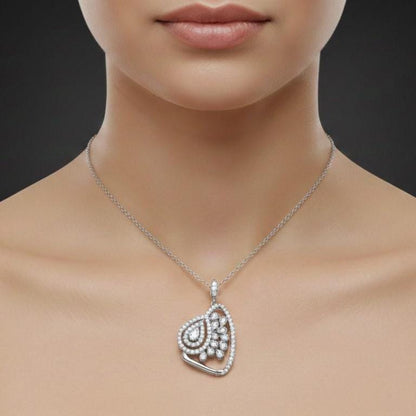 Moissanite Pendant Gold Silver Rose | Elegant Teardrop Bridal Jewelry | Anniversary Valentine Gift for Her