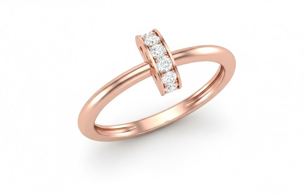 Moissanite Band Ring – Minimal Gold Silver Engagement Ring for Her