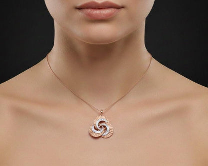 Moissanite Interlocking Circle Pendant Necklace | Gold Rose Silver | Hypoallergenic Bridal Jewelry Gift for Her