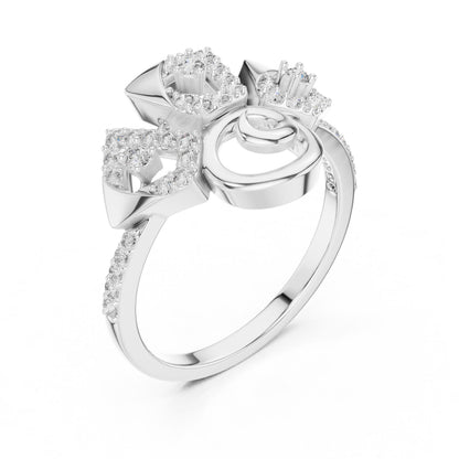 Riora Art Deco Moissanite diamond statement ring with geometric vintage style, bold cocktail band, and unique design.