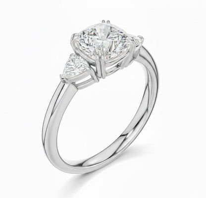 Elegant rose gold silver CZ engagement ring by Riora featuring a sparkling central gemstone and a delicate, hypoallergenic design.