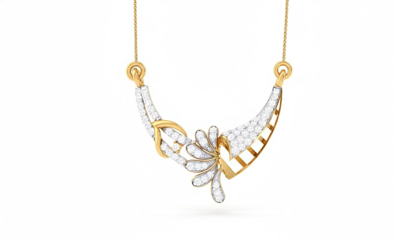 Moissanite Pendant Necklace, Elegant Curved Leaf Design, Gold Rose Gold Silver Gift for Her
