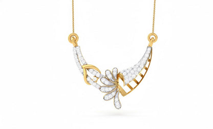 Moissanite Pendant Necklace, Elegant Curved Leaf Design, Gold Rose Gold Silver Gift for Her