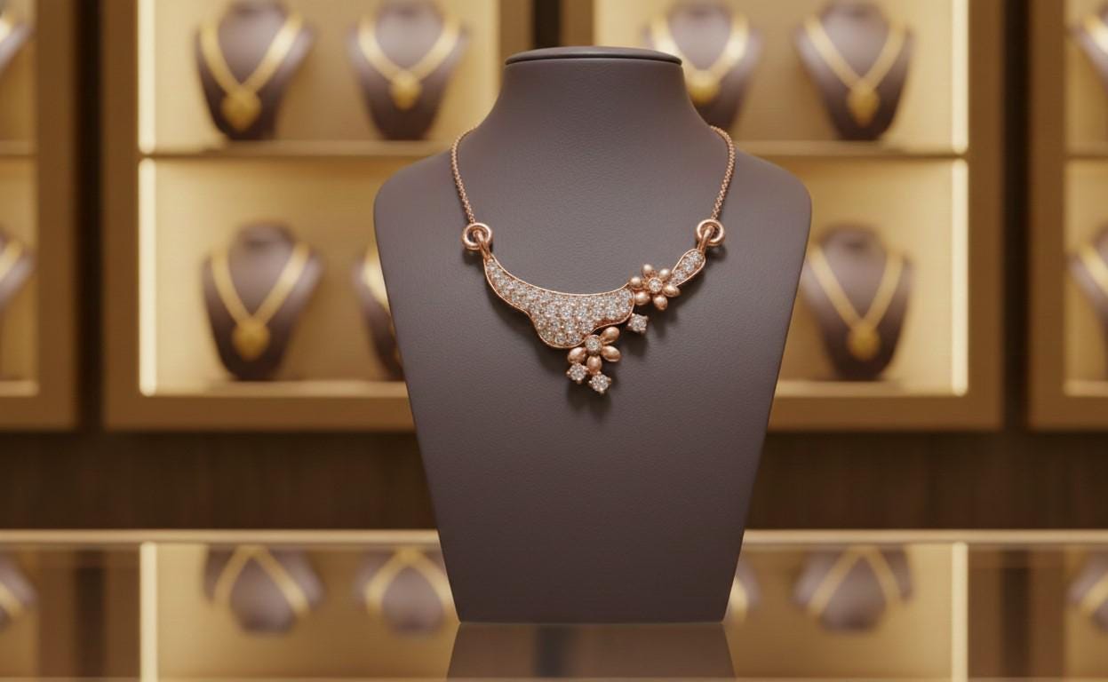 Moissanite Floral Pendant Necklace for Women | Gold, Rose Gold & Silver | Wedding & Anniversary Gift