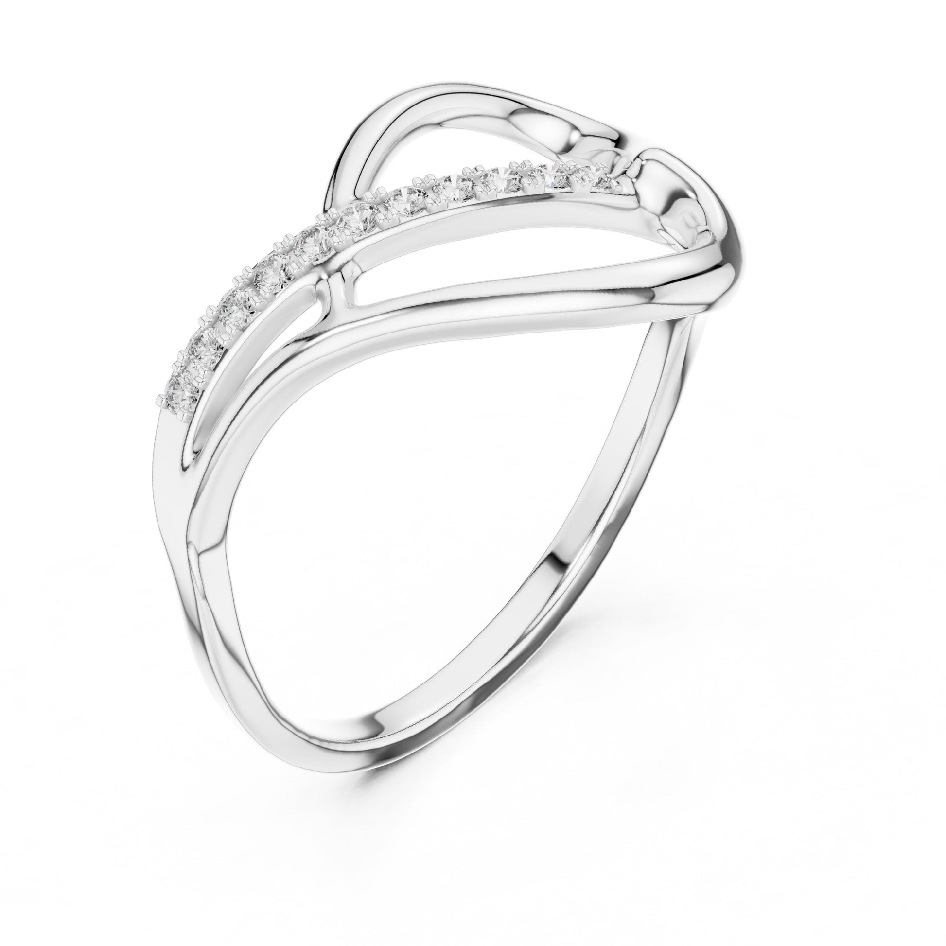 Riora Infinity Moissanite ring with an elegant knot design, a unique diamond alternative for women’s anniversary or promise jewelry.