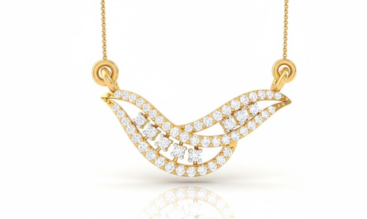 Moissanite Wave Pendant Necklace | Gold, Rose Gold & Silver | Minimal Luxury Gift for Her
